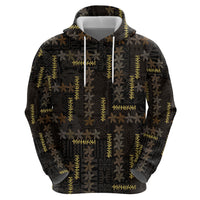 Hawaii Brown Plumeria Lei Black Hoodie Frangipani Floral Heritage Art LT01 - Polynesian Pride