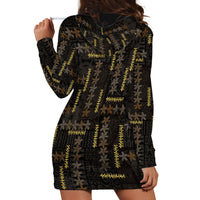 Hawaii Brown Plumeria Lei Black Hoodie Dress Frangipani Floral Heritage Art LT01 - Polynesian Pride