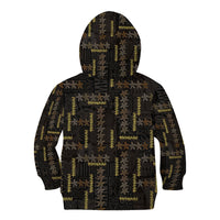 Hawaii Brown Plumeria Lei Black Kid Hoodie Frangipani Floral Heritage Art LT01 - Polynesian Pride