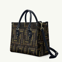 Hawaii Brown Plumeria Lei Black Leather Bag Frangipani Floral Heritage Art LT01 Black - Polynesian Pride
