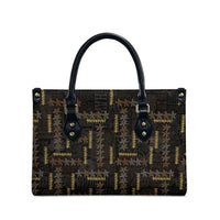 Hawaii Brown Plumeria Lei Black Leather Bag Frangipani Floral Heritage Art LT01 - Polynesian Pride