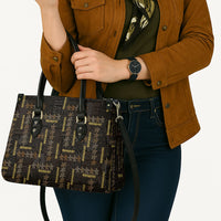 Hawaii Brown Plumeria Lei Black Leather Bag Frangipani Floral Heritage Art LT01 - Polynesian Pride