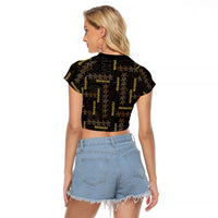 Hawaii Brown Plumeria Lei Black Raglan Cropped T Shirt Frangipani Floral Heritage Art LT01 - Polynesian Pride