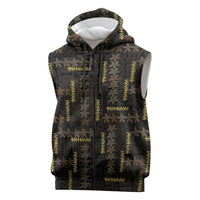 Hawaii Brown Plumeria Lei Black Sleeveless Zip Hoodie Frangipani Floral Heritage Art LT01 Black - Polynesian Pride