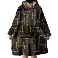 Hawaii Brown Plumeria Lei Black Wearable Blanket Hoodie Frangipani Floral Heritage Art LT01 - Polynesian Pride