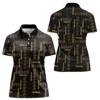 Hawaii Brown Plumeria Lei Black Women Polo Shirt Frangipani Floral Heritage Art LT01 - Polynesian Pride