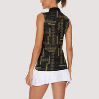 Hawaii Brown Plumeria Lei Black Women Sleeveless Polo Shirt Frangipani Floral Heritage Art LT01 - Polynesian Pride