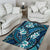 Polynesian Hibiscus Tropical Blue Floral Area Rug Tribal Pattern - Polynesian Pride