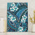 Polynesian Hibiscus Tropical Blue Floral Canvas Wall Art Tribal Pattern - Polynesian Pride