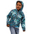 Polynesian Hibiscus Tropical Blue Floral Kid Hoodie Tribal Pattern - Polynesian Pride