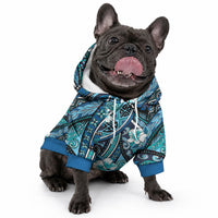 Polynesian Hibiscus Tropical Blue Floral Pet Hoodie Tribal Pattern