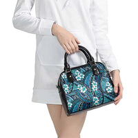 Polynesian Hibiscus Tropical Blue Floral Shoulder Handbag Tribal Pattern - Polynesian Pride