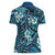 Polynesian Hibiscus Tropical Blue Floral Women Polo Shirt Tribal Pattern - Polynesian Pride