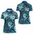 Polynesian Hibiscus Tropical Blue Floral Women Polo Shirt Tribal Pattern - Polynesian Pride
