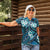 Polynesian Hibiscus Tropical Blue Floral Women Polo Shirt Tribal Pattern - Polynesian Pride