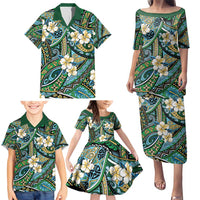 Polynesian Hibiscus Tropical Green Floral Family Matching Puletasi and Hawaiian Shirt Tribal Pattern LT01 - Polynesian Pride