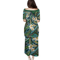 Polynesian Hibiscus Tropical Green Floral Family Matching Puletasi and Hawaiian Shirt Tribal Pattern LT01 - Polynesian Pride