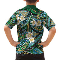 Polynesian Hibiscus Tropical Green Floral Family Matching Tank Maxi Dress and Hawaiian Shirt Tribal Pattern LT01 - Polynesian Pride