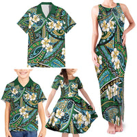 Polynesian Hibiscus Tropical Green Floral Family Matching Tank Maxi Dress and Hawaiian Shirt Tribal Pattern LT01 - Polynesian Pride