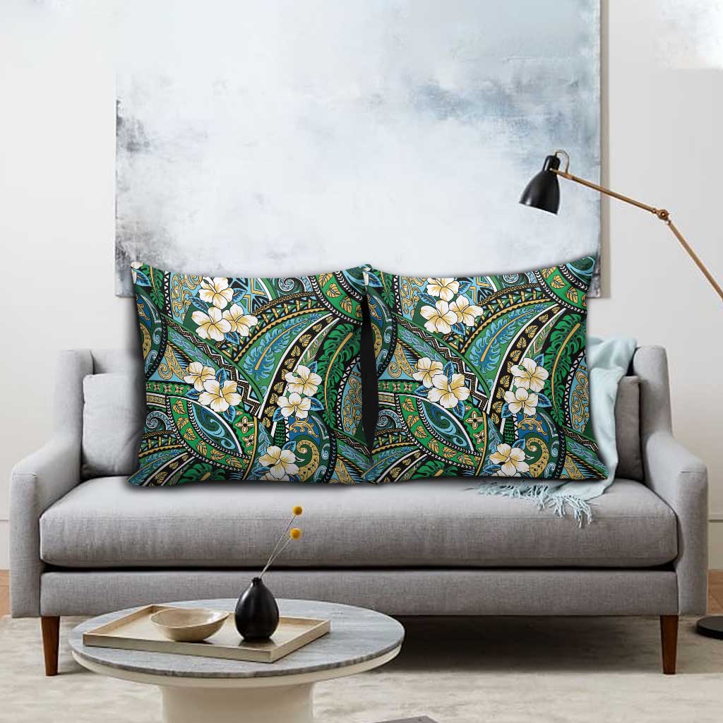 Polynesian Hibiscus Tropical Green Floral Pillow Cover Tribal Pattern - Polynesian Pride