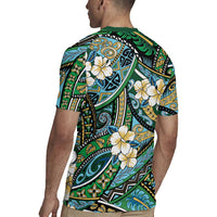 Polynesian Hibiscus Tropical Green Floral Rugby Jersey Tribal Pattern LT01 - Polynesian Pride