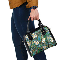 Polynesian Hibiscus Tropical Green Floral Shoulder Handbag Tribal Pattern - Polynesian Pride