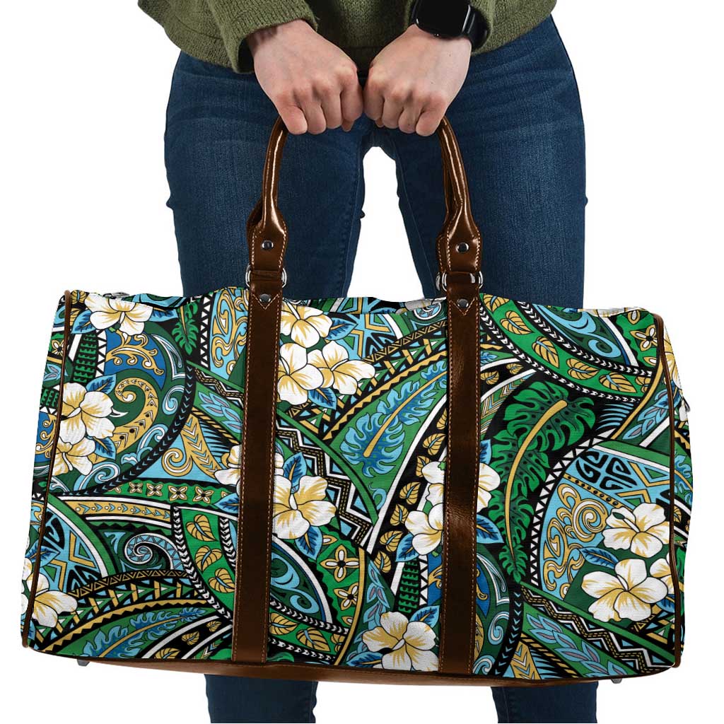 Polynesian Hibiscus Tropical Green Floral Travel Bag Tribal Pattern LT01 Green - Polynesian Pride