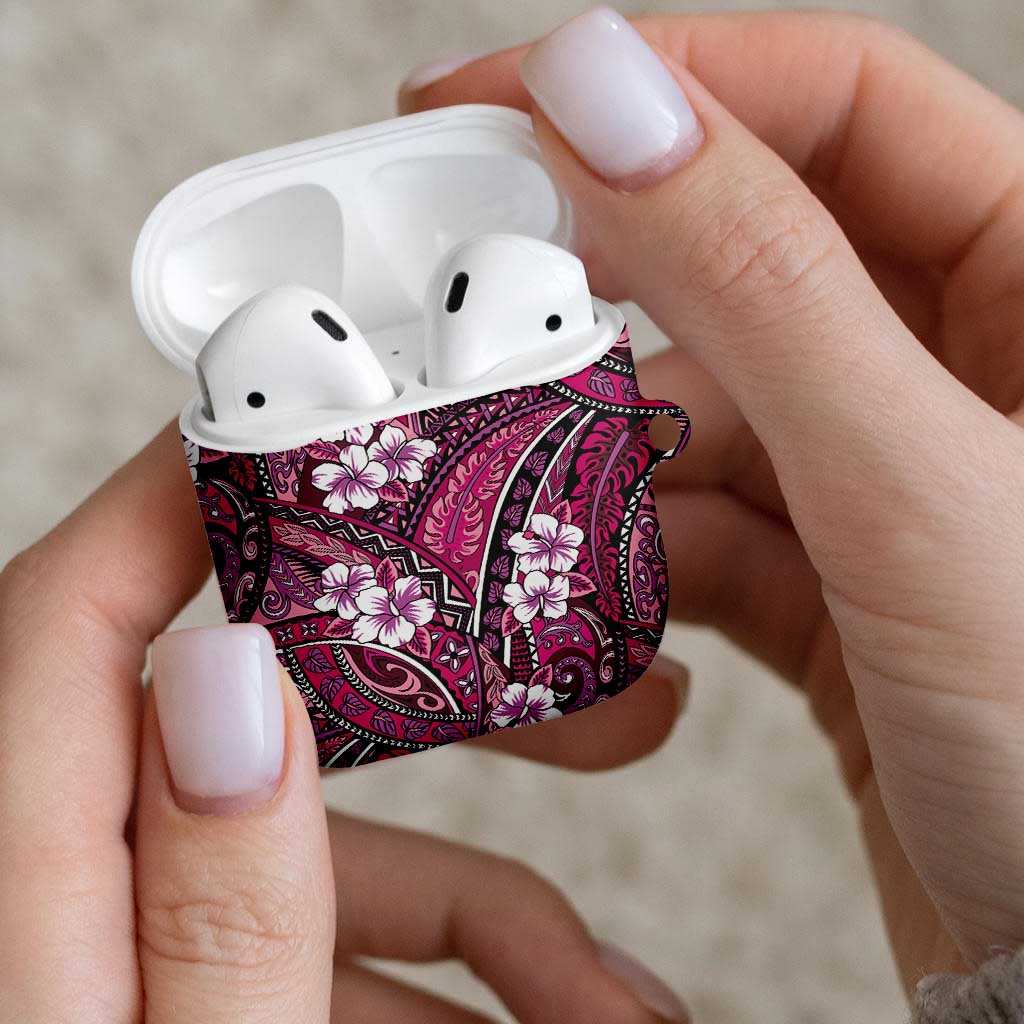 Polynesian Hibiscus Tropical Pink Floral AirPods Case Tribal Pattern - Polynesian Pride