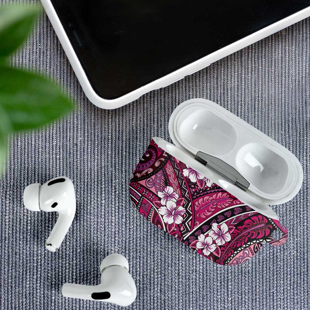 Polynesian Hibiscus Tropical Pink Floral AirPods Case Tribal Pattern - Polynesian Pride