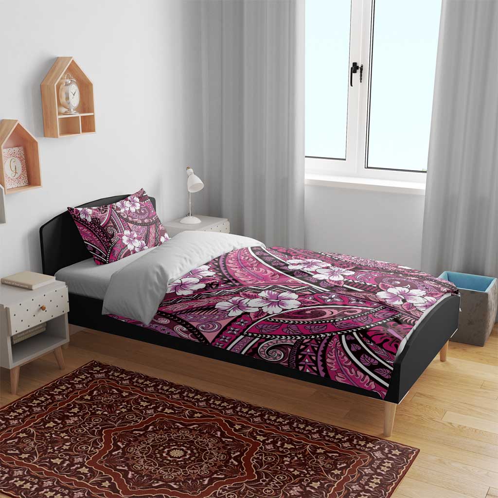 Polynesian Hibiscus Tropical Pink Floral Bedding Set Tribal Pattern - Polynesian Pride