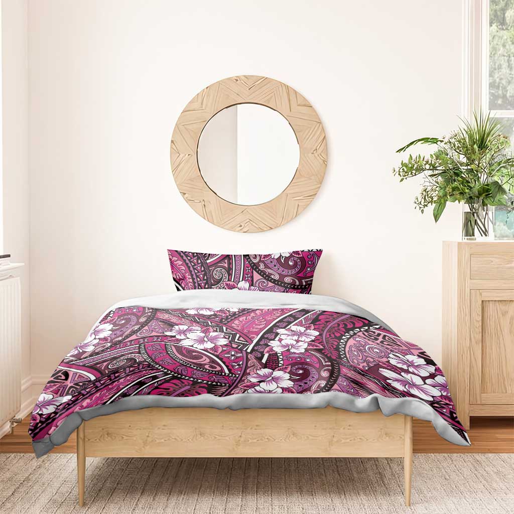 Polynesian Hibiscus Tropical Pink Floral Bedding Set Tribal Pattern - Polynesian Pride