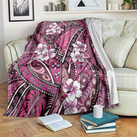 Polynesian Hibiscus Tropical Pink Floral Blanket Tribal Pattern LT01 Pink - Polynesian Pride