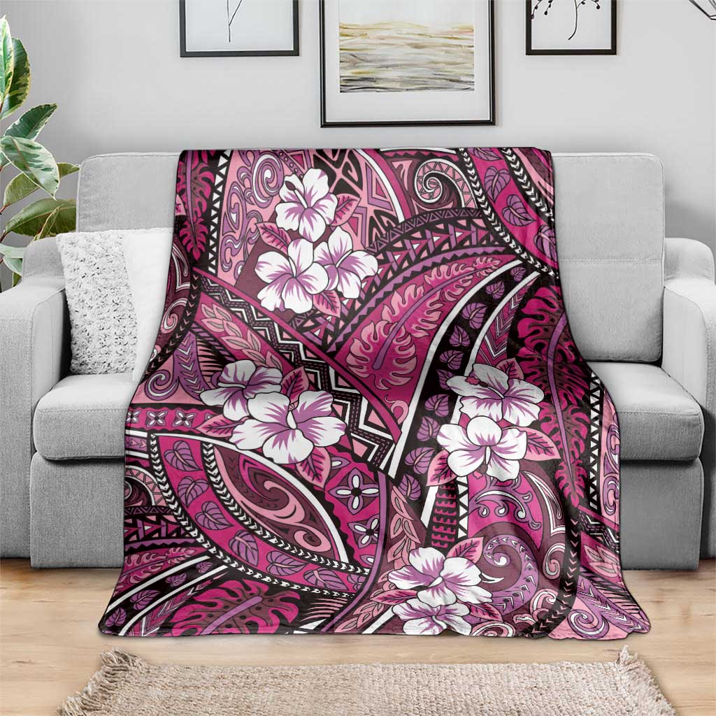 Polynesian Hibiscus Tropical Pink Floral Blanket Tribal Pattern LT01 - Polynesian Pride