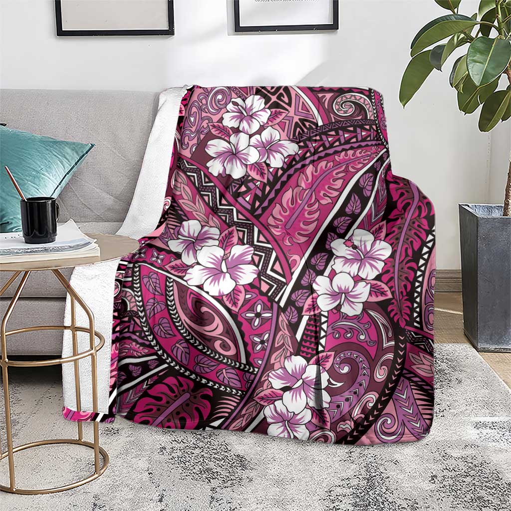 Polynesian Hibiscus Tropical Pink Floral Blanket Tribal Pattern LT01 - Polynesian Pride