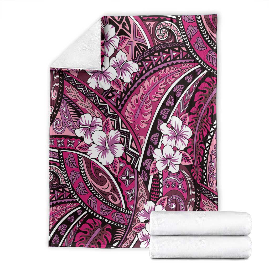 Polynesian Hibiscus Tropical Pink Floral Blanket Tribal Pattern LT01 - Polynesian Pride