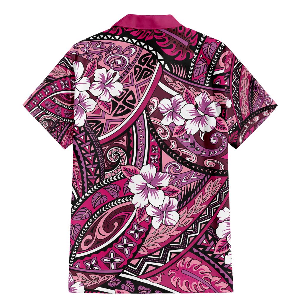 Polynesian Hibiscus Tropical Pink Floral Family Matching Mermaid Dress and Hawaiian Shirt Tribal Pattern LT01 - Polynesian Pride