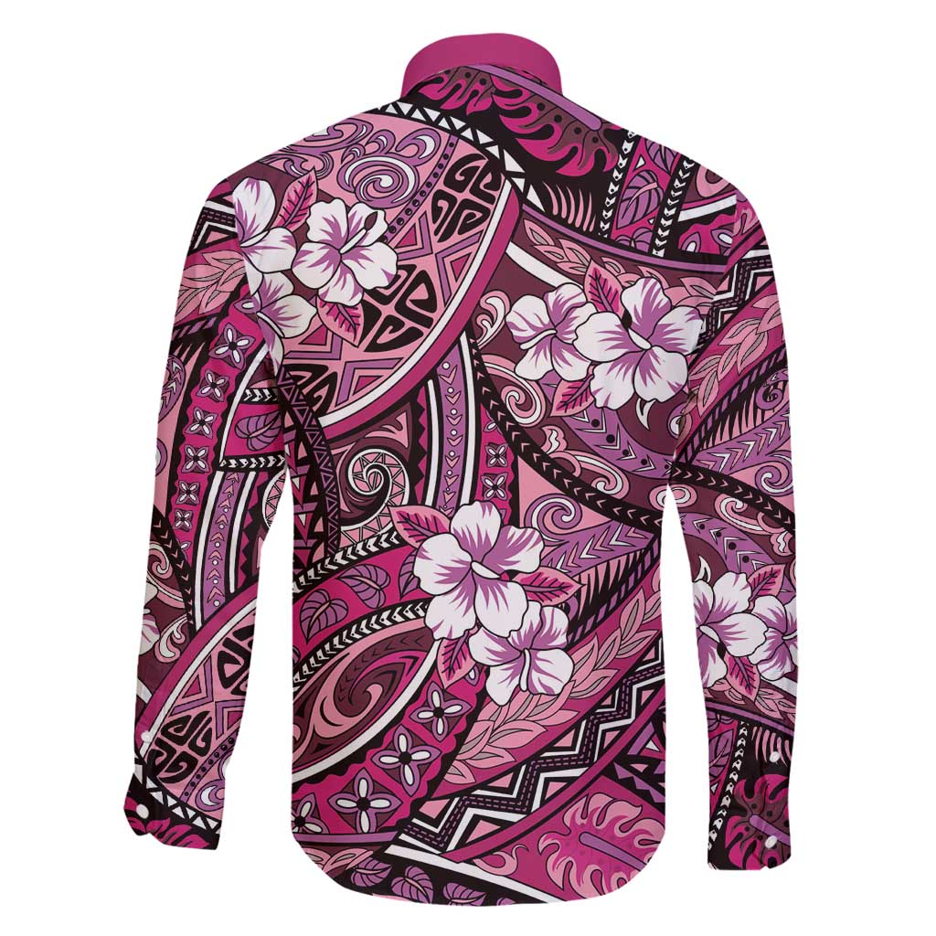 Polynesian Hibiscus Tropical Pink Floral Family Matching Mermaid Dress and Hawaiian Shirt Tribal Pattern LT01 - Polynesian Pride