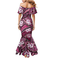Polynesian Hibiscus Tropical Pink Floral Family Matching Mermaid Dress and Hawaiian Shirt Tribal Pattern LT01 - Polynesian Pride