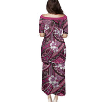 Polynesian Hibiscus Tropical Pink Floral Family Matching Puletasi and Hawaiian Shirt Tribal Pattern LT01 - Polynesian Pride