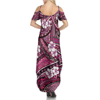 Polynesian Hibiscus Tropical Pink Floral Family Matching Summer Maxi Dress and Hawaiian Shirt Tribal Pattern LT01 - Polynesian Pride