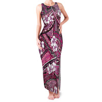Polynesian Hibiscus Tropical Pink Floral Family Matching Tank Maxi Dress and Hawaiian Shirt Tribal Pattern LT01 Mom's Dress Pink - Polynesian Pride