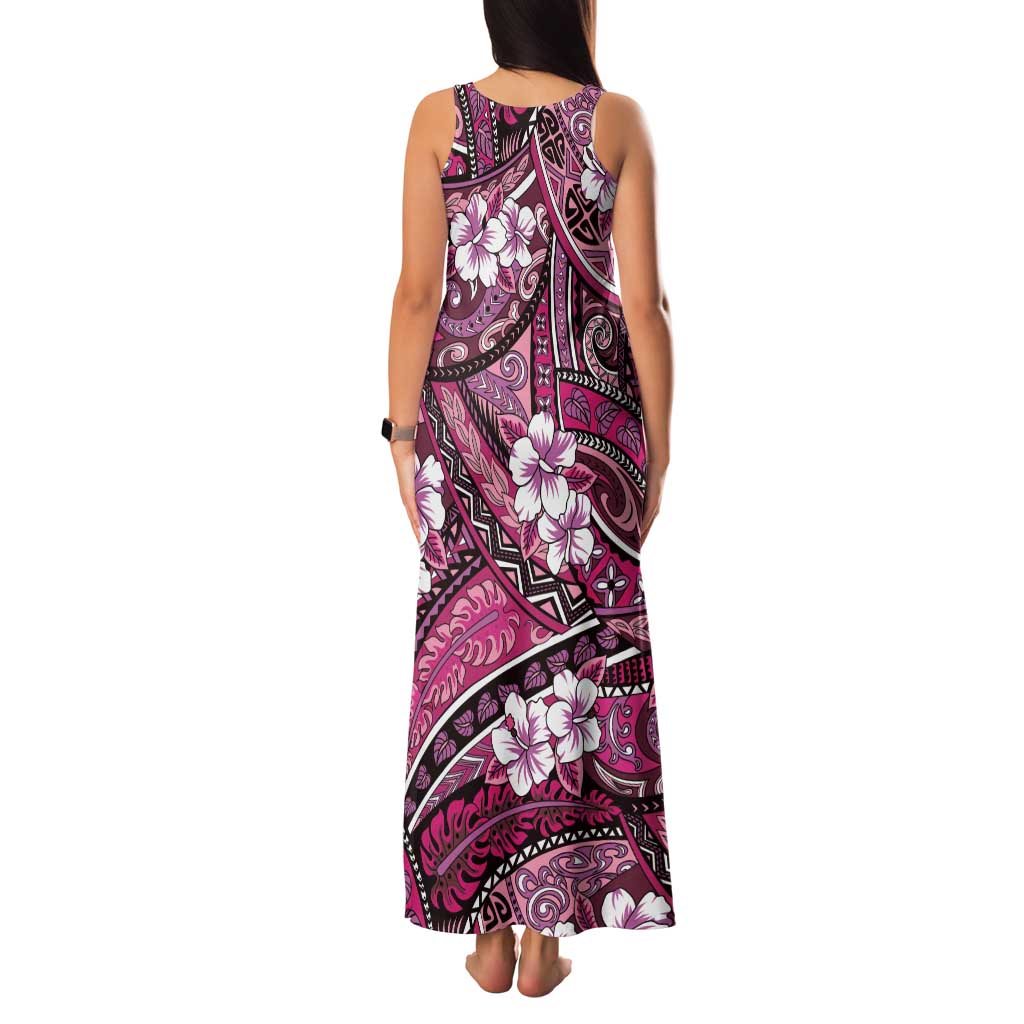 Polynesian Hibiscus Tropical Pink Floral Family Matching Tank Maxi Dress and Hawaiian Shirt Tribal Pattern LT01 - Polynesian Pride