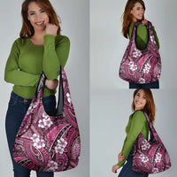Polynesian Hibiscus Tropical Pink Floral Grocery Bag Tribal Pattern - Polynesian Pride