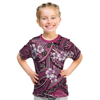 Polynesian Hibiscus Tropical Pink Floral Kid T Shirt Tribal Pattern LT01 Pink - Polynesian Pride