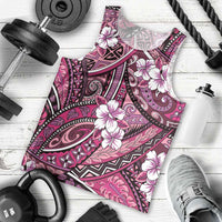 Polynesian Hibiscus Tropical Pink Floral Men Tank Top Tribal Pattern - Polynesian Pride