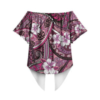 Polynesian Hibiscus Tropical Pink Floral Off Shoulder Wrap Waist Top Tribal Pattern LT01 - Polynesian Pride