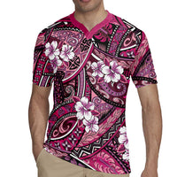 Polynesian Hibiscus Tropical Pink Floral Rugby Jersey Tribal Pattern LT01 - Polynesian Pride