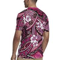 Polynesian Hibiscus Tropical Pink Floral Rugby Jersey Tribal Pattern LT01 - Polynesian Pride