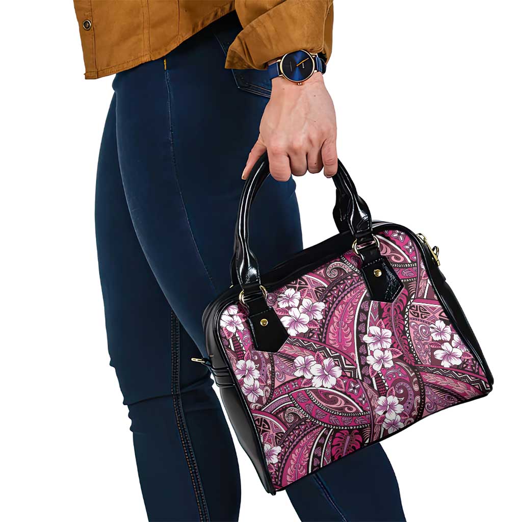 Polynesian Hibiscus Tropical Pink Floral Shoulder Handbag Tribal Pattern - Polynesian Pride