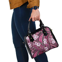 Polynesian Hibiscus Tropical Pink Floral Shoulder Handbag Tribal Pattern - Polynesian Pride